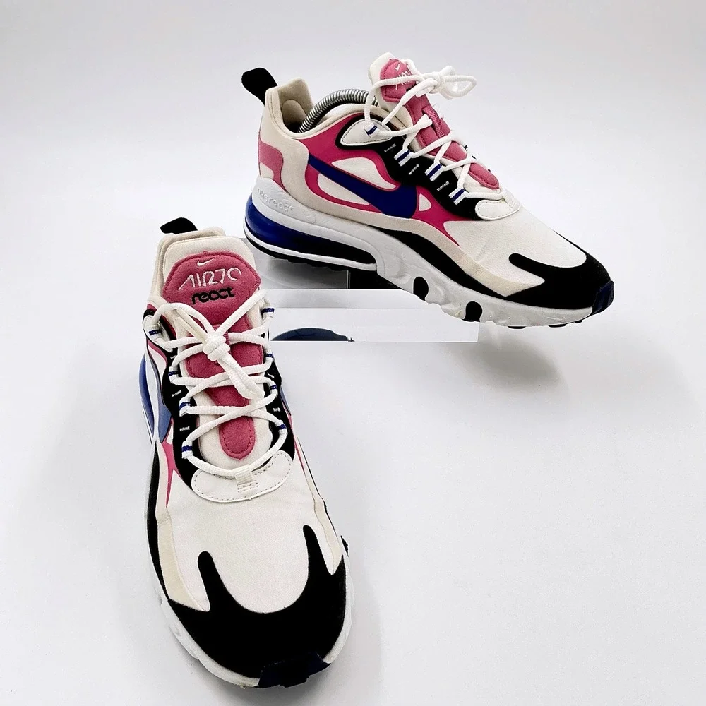 Nike Womens Size 9.5 Air Max 270 React Summit White Blue Pink CI3899-100 Sneaker